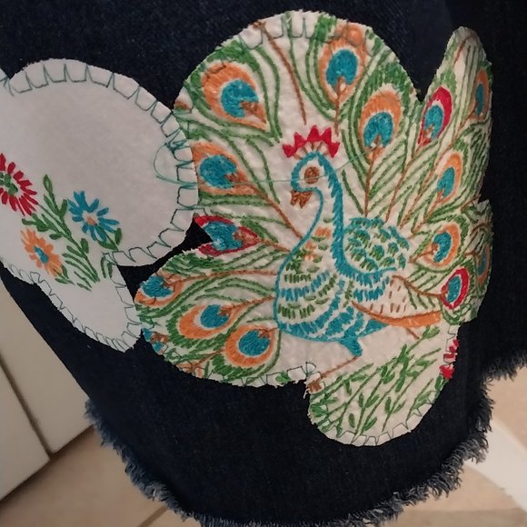 2945 Size Large Blue Jean Appliqued Jumper, 100% Cotton - Picture 6 of 12